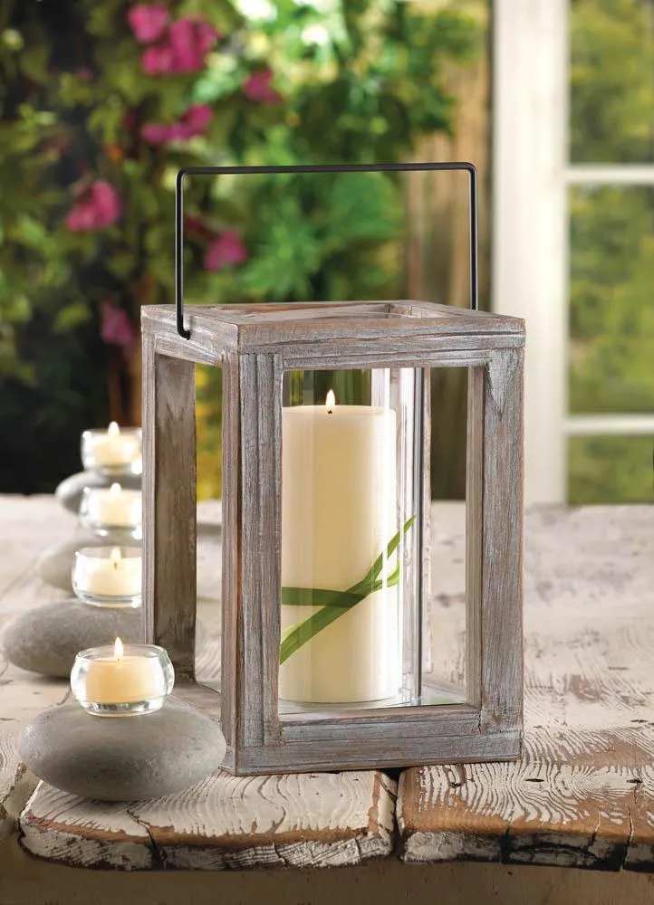 Weathered Wooden Garden Lantern