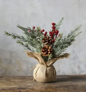 Winter Red Frosted Table Spray 30 cm