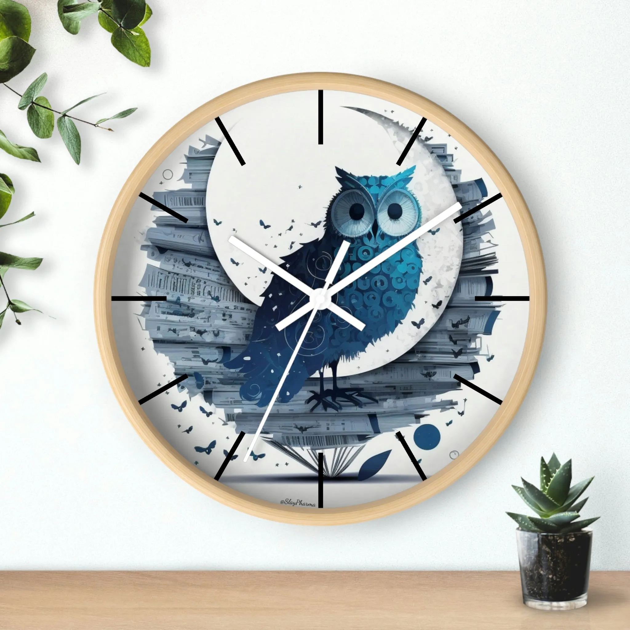 Wise Owl Wall Clock w/ lines