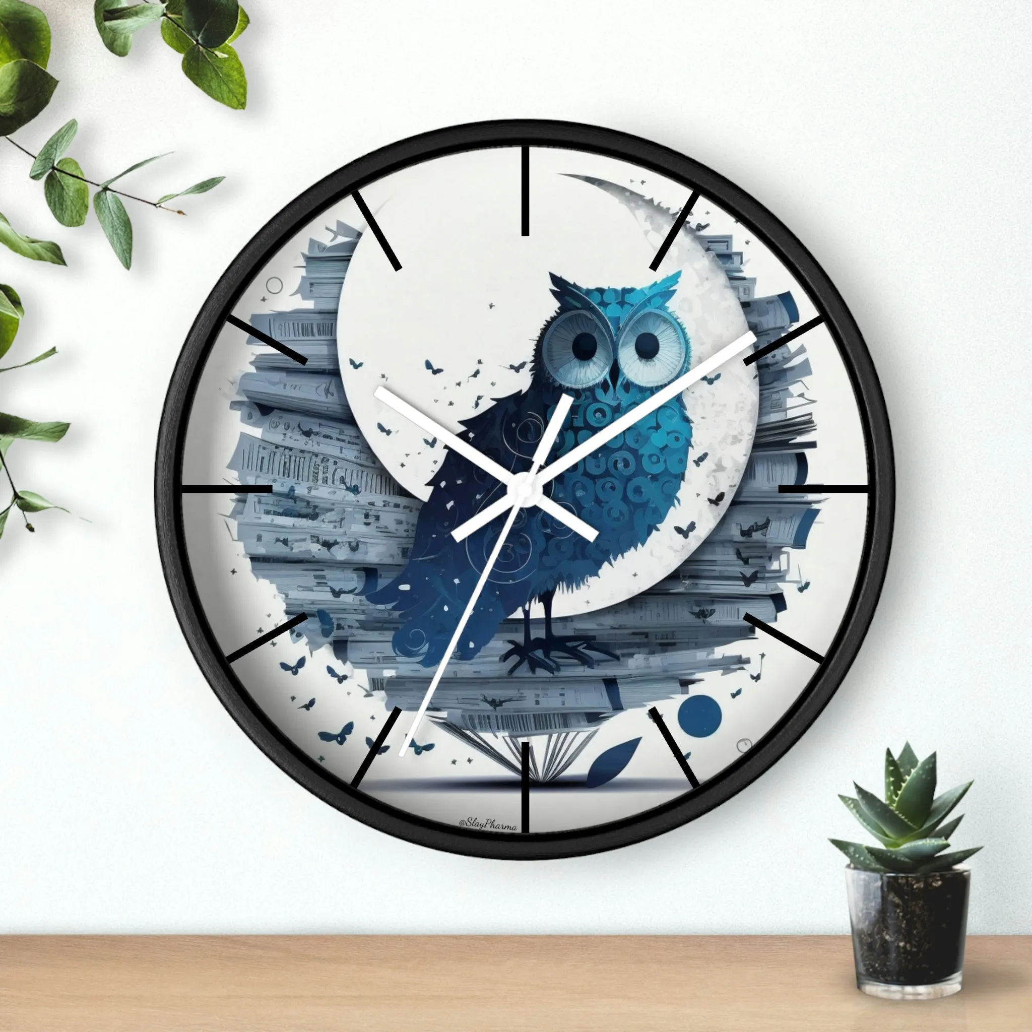 Wise Owl Wall Clock w/ lines