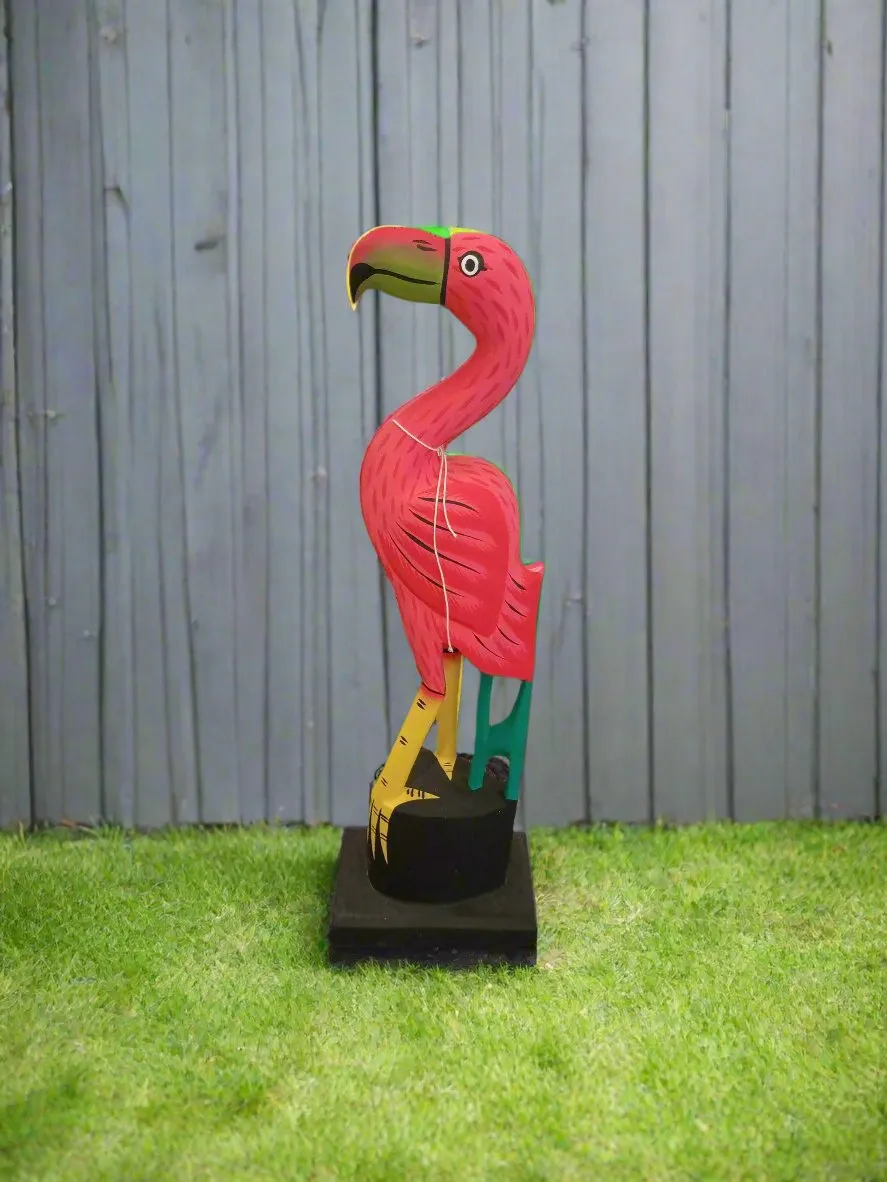 Wooden Flamingo Head Figure, Batupermata