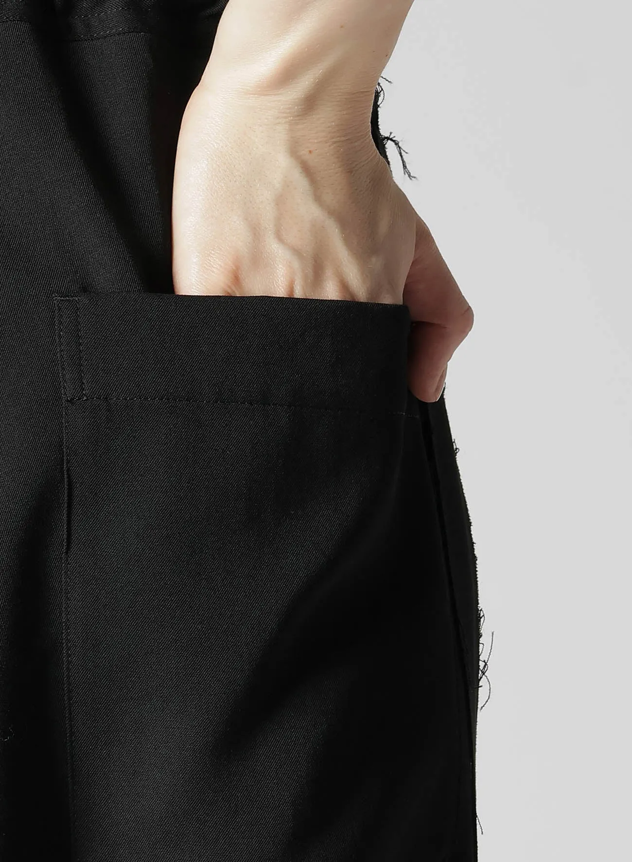WOOL GABARDINE SIDE DETAIL PANTS